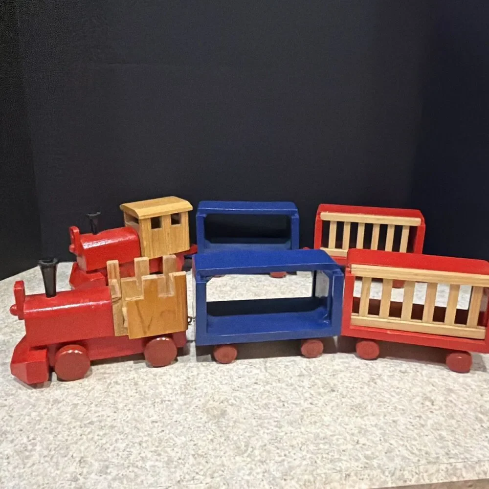 Vintage Wooden Circus Train  2 sets of three cars